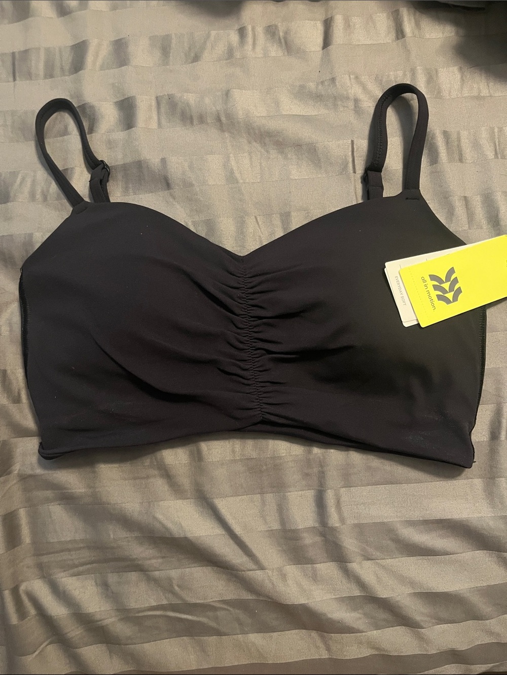 Black Soft Ruched spots bra